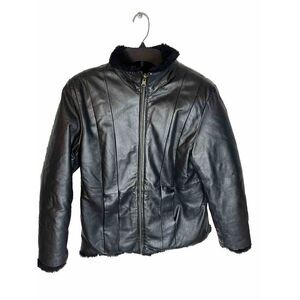 Comint Reversible Leather Jacket Black Size Small‎